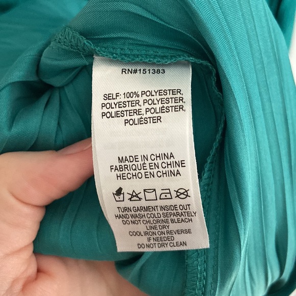Current Air from Anthropologie Green/Teal Blue Silky Dress - Picture 13 of 14